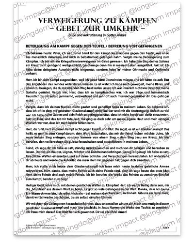 E07) Gebet zur Umkehr: Verweigerung zu kämpfen