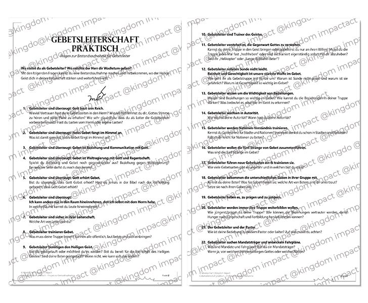 G01) Gebetsleiterschaft praktisch – Fragen zur Bestandsaufnahme