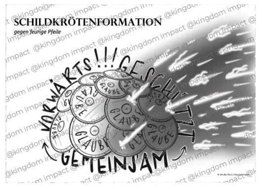 Schildkrötenformation gegen feurige Pfeile